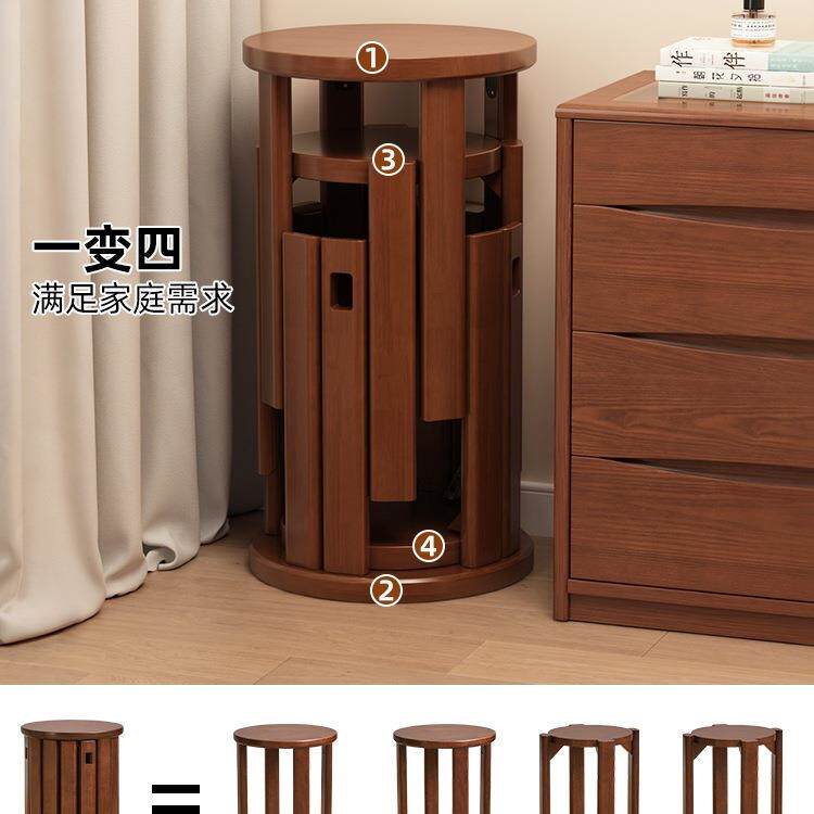 实木圆凳子备用家用可叠MKJ饭放合凳客厅吃凳餐桌子凳组椅子叠叠