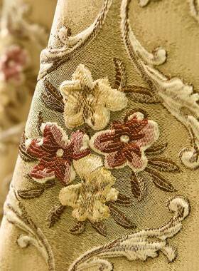 窗帘布料家KKM厂销直高档客浮厅欧式别墅窗帘高精密雕提花窗帘