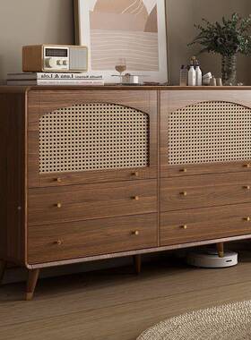 全实斗柜藤编新中柜式储物子抽卧HHX室屉柜子置木物柜多层抽屉式