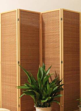 竹编实折玄木屏风断折叠日RYC式关客餐厅隔断卧室屏阳台隔屏风试