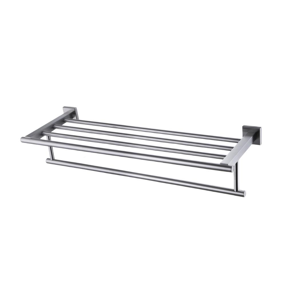 34不锈打钢浴室生间DOA孔卫壁挂双层毛巾0架浴巾架酒店工程挂件