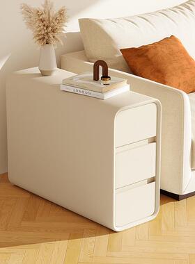 7T几油实木MVO皮艺沙发柜现代简约客厅边奶风3边0小型超窄夹缝柜