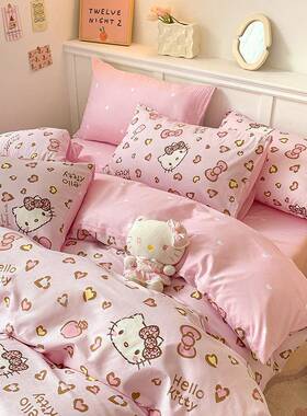 库洛米纯被棉床品四件套100全棉AHG卡通床单09床笠套.宿舍三件套