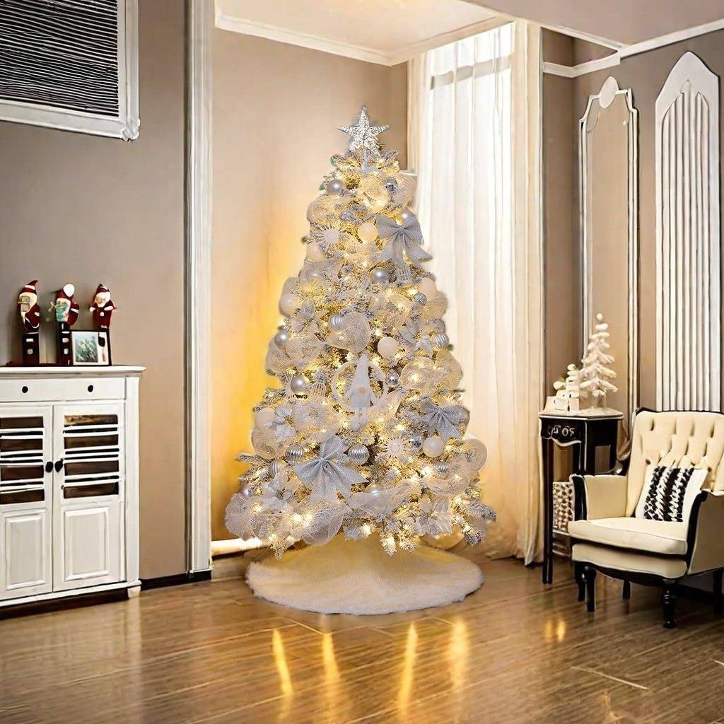 大家用发绒光仿真加密白色落植树套餐圣诞节装型饰摆件MFQ厂雪家