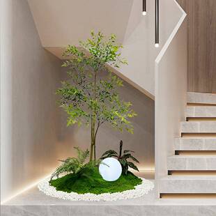 仿真植物造景组南天竹盆景玄关角落饰绿合植景装室内楼观梯OIK下