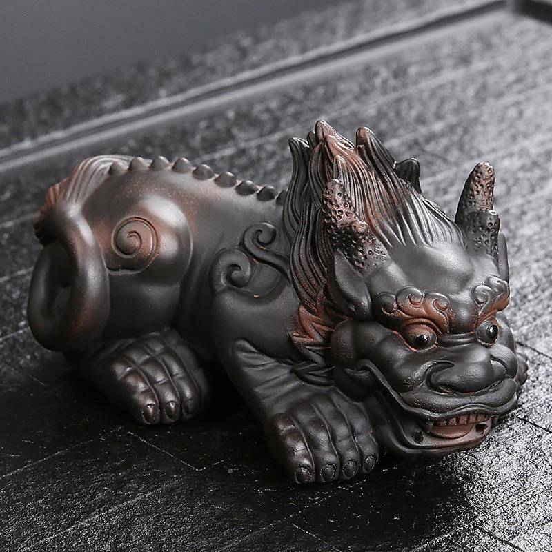 高紫陶手MFD工财貔貅茶档宠摆件精招可养一品对茶玩茶具配件