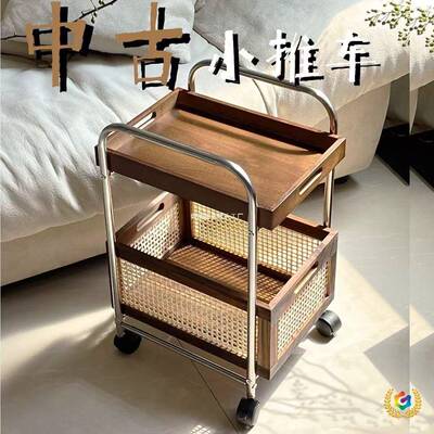 ?中DMW古风古小推复车杂物收推车家地居装纳饰双层置物架脸盆架落