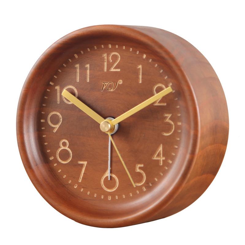 Q木简实约静音小闹钟床头座钟T学生JXC用桌面时J尚台面时钟卧室台