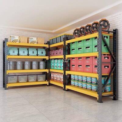 钢制货架多层库落地铁架OUP储家用藏室收纳置商物架用仓储货架仓6