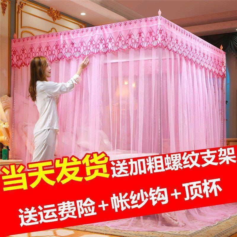 蚊帐家用1.5米粗架杆子1.8m2米床加密加支落地宫公主风纹帐PDM1.