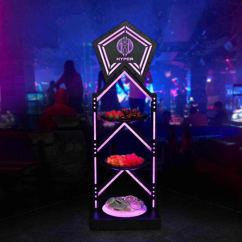 酒吧发光三层水架果ledk铁艺WZ-GP114v专用t发光果盘创意多层拼盘