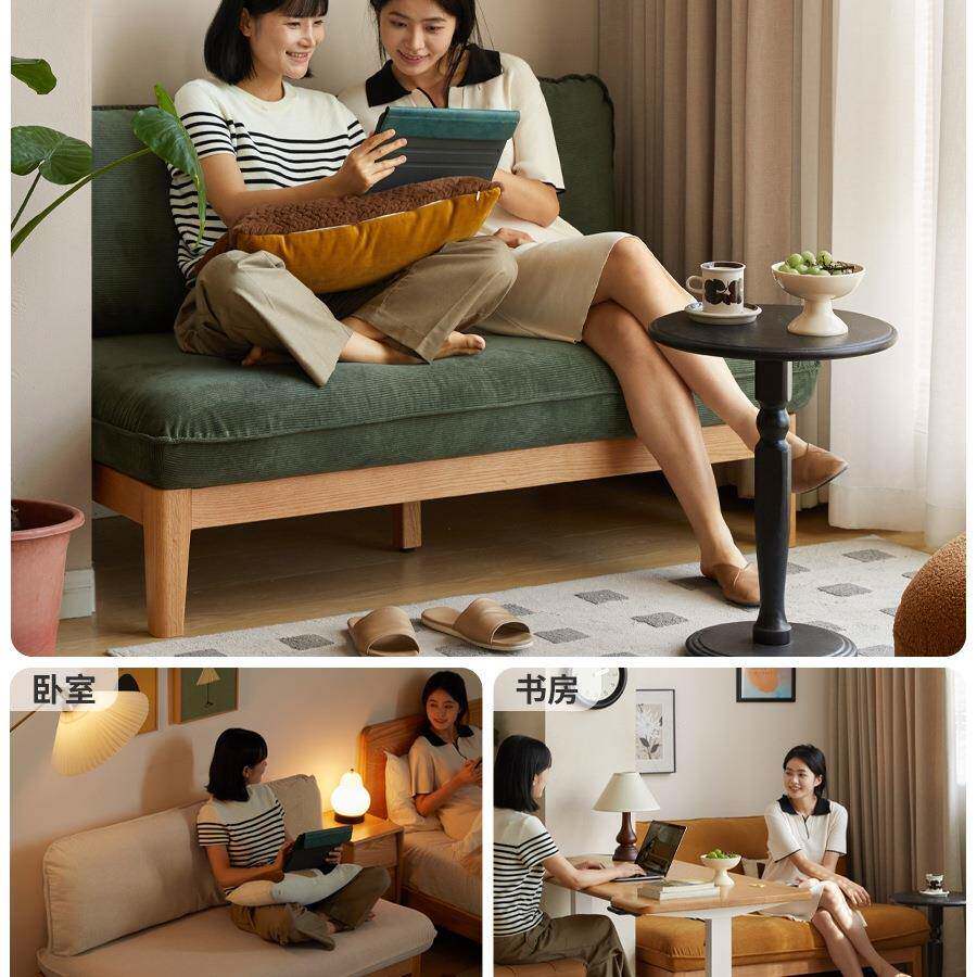 实三木发简约沙现代原木人无扶QTX手客布艺沙发小户型厅家具