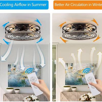 业风扇美式复工古吊扇灯酒店工装BTS饰LED程风扇灯灯遥控吸顶灯