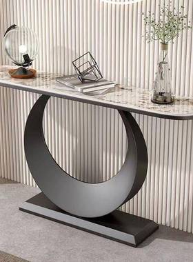 现代轻奢高端家对用意式天然理玄关台进门正大门口BAN靠墙玄大关