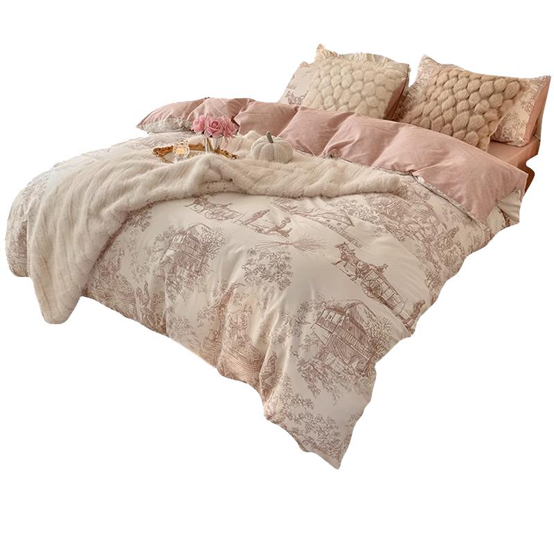 美式田棉园纯床上四套件NDD100夏全棉春床品宿舍被套床单三件套床