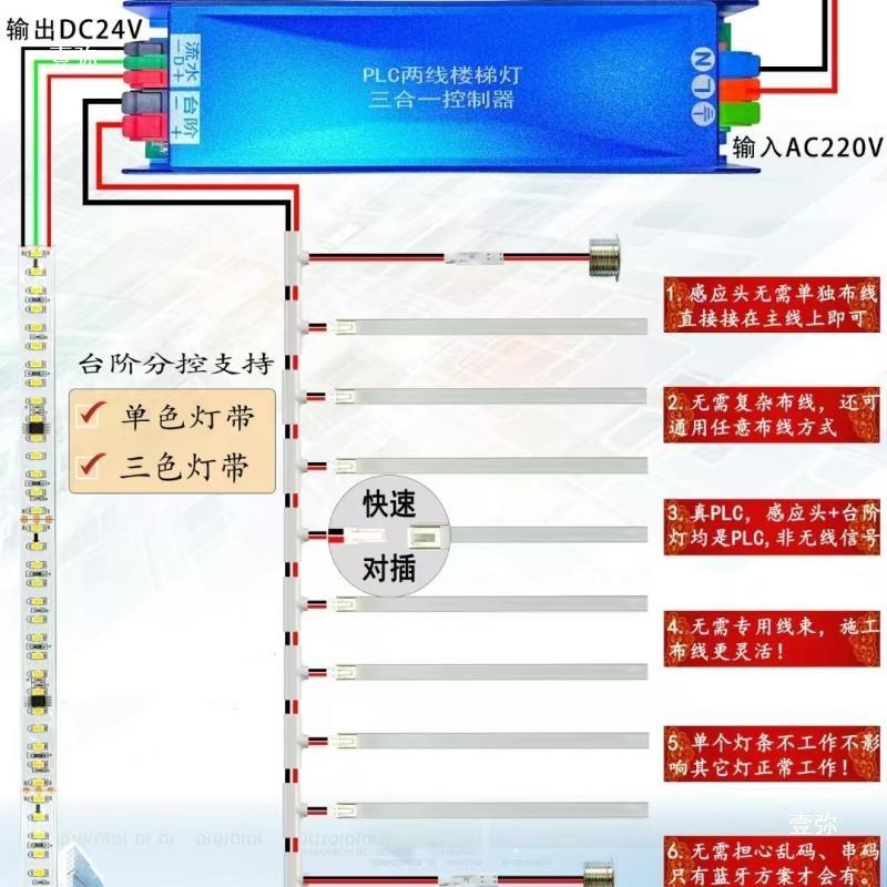 楼梯梯灯梯踏步感应网红楼阶灯带led追MIB光跑马流水灯步台灯