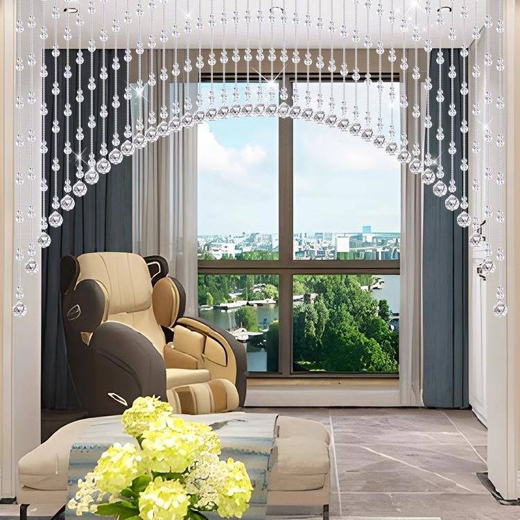 红水晶珠帘免手打孔门帘葫HKB芦装饰室隔网断玄关过道洗间卧珠链