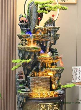 新款假流喷泉循环水客EUT厅装饰品山水鱼缸水轮办公室落地摆件景