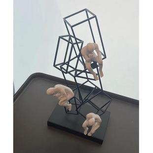 轻奢办公样板间玄创关人物思柜考者摆室件金属意简约家居软KTG装