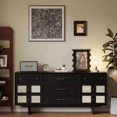 法木式复古实餐边柜斗JIP茶柜水中古复风香云纱卧室床尾玄关储古