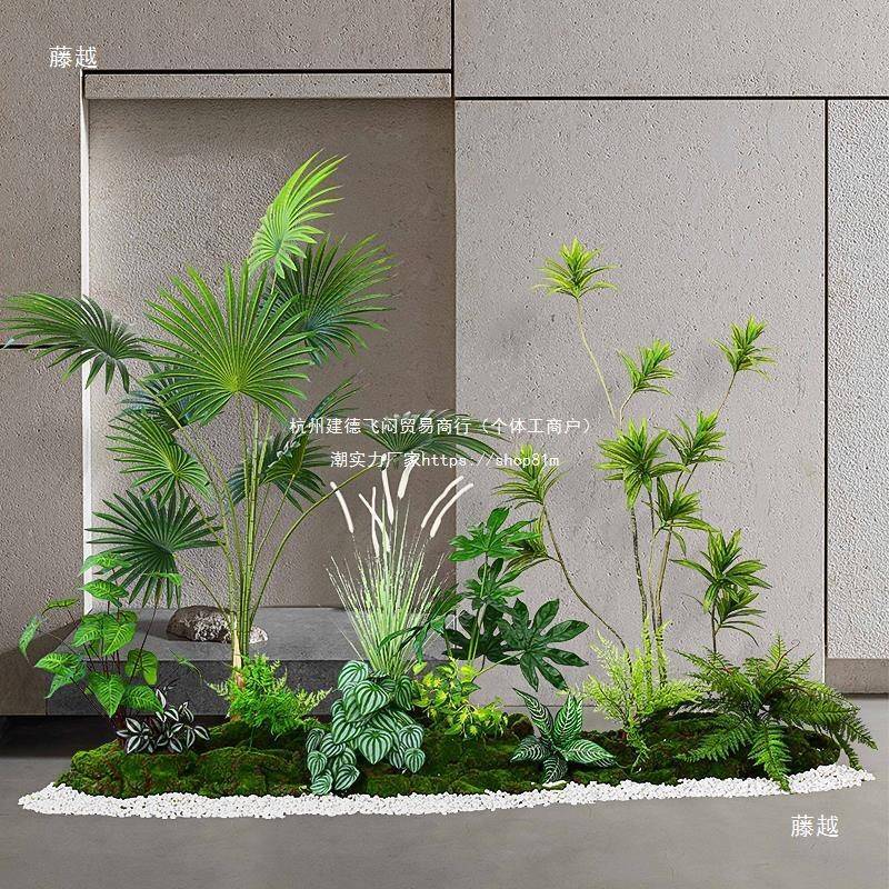室内楼梯下造景组玄关阳假台绿49994植树树装饰景观植造景合造景