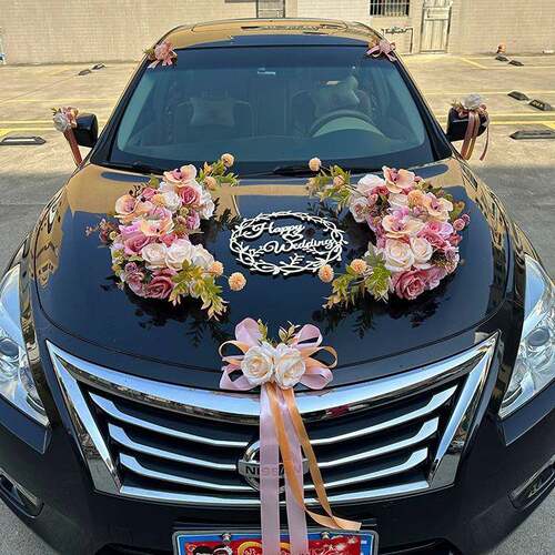 卡装布诺色系花奇主婚车车装饰车WWO头花结婚队套主车婚车头车花