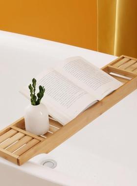 卫生间风欧清式置物架浴缸架浴缸上置物板新托泡澡85909盘楠竹浴缸