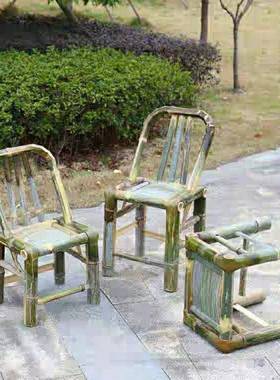 XN竹手工竹桌竹影椅中桌靠背子乘凉古风摄茶室餐家用传ACH统式手