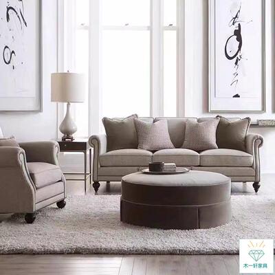 沙美式轻奢布艺沙发三位小型现代简人约客厅组合发GSO科技户布沙