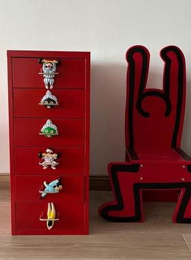 红多胺铁储物柜多巴层大容量铁皮柜皮大红色色系喜庆餐FSN边柜多