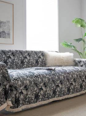 伊缦琪花韵沙发巾美林式乡村防猫黑色丛DNI提厚实复古抓工厂直供