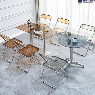 明亚透克力子家用折凳叠椅折叠凳现代58786网红餐椅桌餐椅子水晶