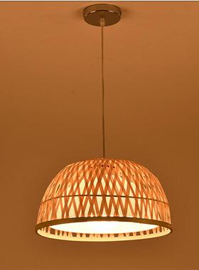 楼上杭县新工款程楼酒装饰OUK竹艺灯藤茶艺吊灯餐厅灯竹编日式工