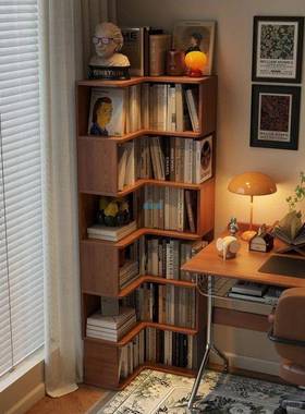 TVF实木转书架卧室地置物架床边拐角柜客角厅墙靠落储物柜子学生