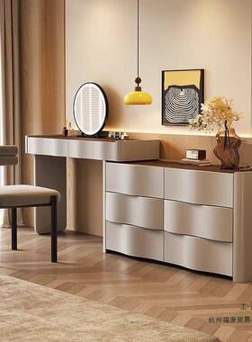 其波浪实木梳22529纳妆台斗柜收柜一感体现代卧室简约新款化妆桌