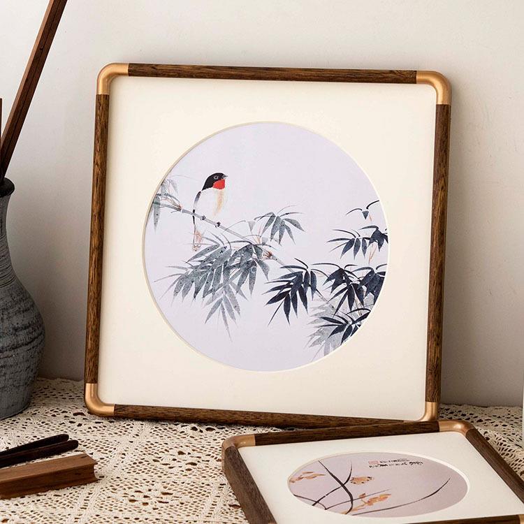 木画框裱38新中式国画框字装画书实ASZ3法相框挂墙3婚书框50铜角