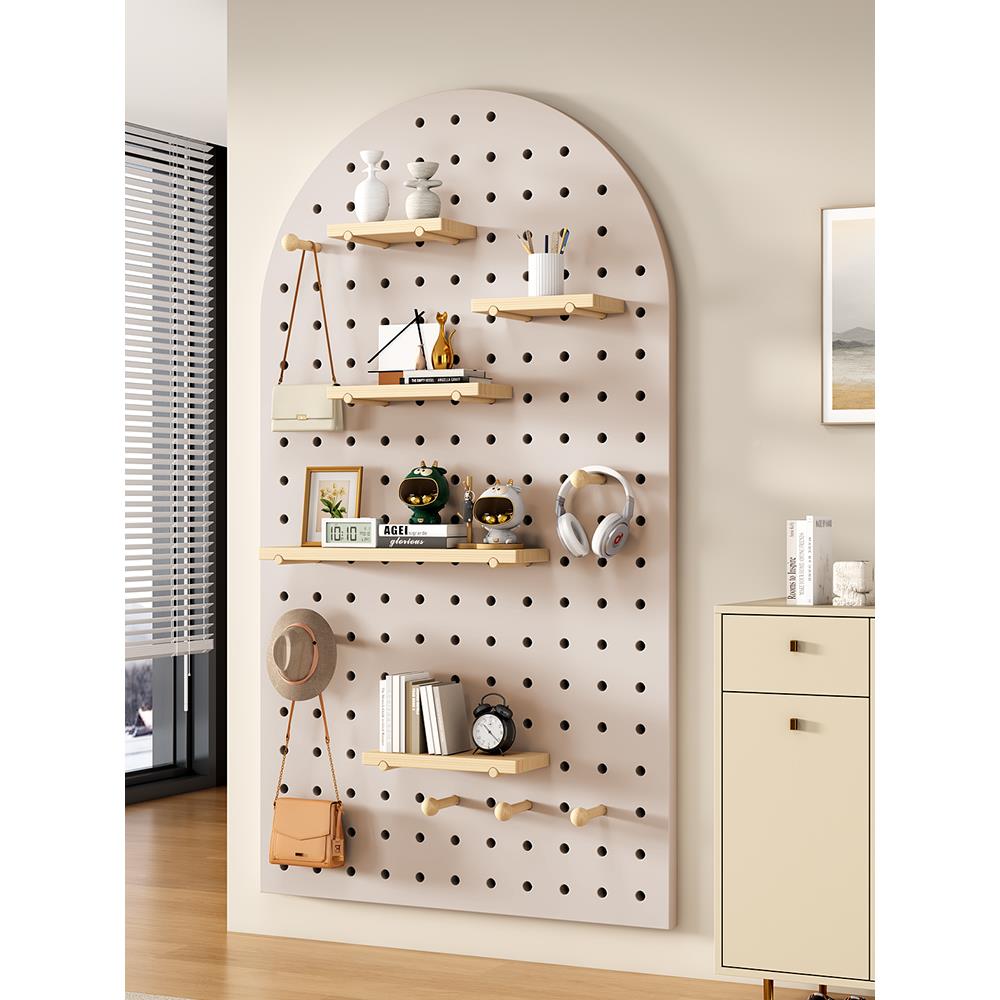 实木洞洞板定制上QZY入户玄关墙置物挂面板钩配架件隔板墙展示收