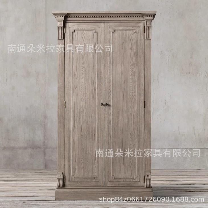 美式复古边式实木书柜带玻璃实木双开门门餐柜法高端展示NPN门柜