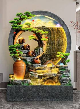 水幕墙循环水YSZ招财喷泉地摆件流别墅院屏风庭酒店落阳台造景