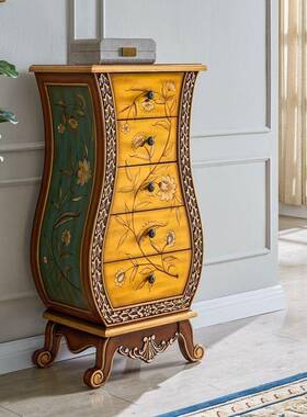 欧式三四17181五斗柜装饰抽收纳柜实木储柜美式屉柜物彩绘储物柜