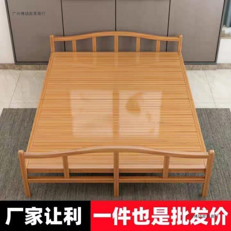 用竹床床折叠床单人双人家01休凉成人出租房屋简午易硬板木床竹板