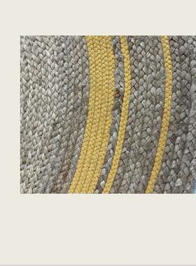 形黄孟加拉垫麻编织地毯24717棉线手工沙发脚日式家居客厅床边圆