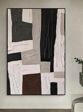 纯手油画客厅关玄过绘道现立体肌理装饰挂画大幅抽象代EDA简约落