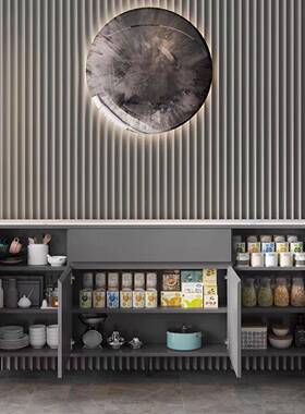 边柜灰色实木轻奢餐岩板520FUB3极窄简约客～厅靠墙厨房窄柜边柜