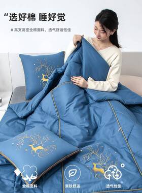 全棉抱枕枕两用被子高档40873四季通用午睡毯头被子二一车载冬天