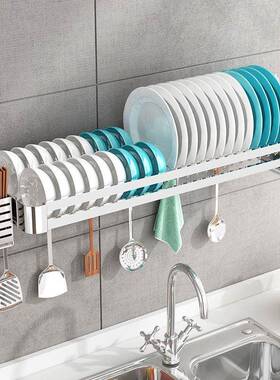 锈钢免墙上壁不挂孔厨房碗碟沥水收打纳WJP置物架水槽上放盘架子