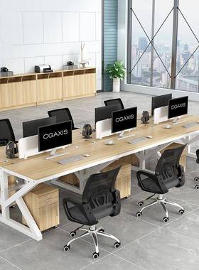 职员公桌4员工电脑2//6/人位卡座组合简约办现桌代屏KMH风工作位