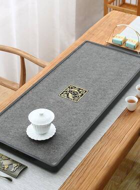 天风然乌金石茶盘大家用简约OYN复古整块石材茶茶台号茶海具托盘