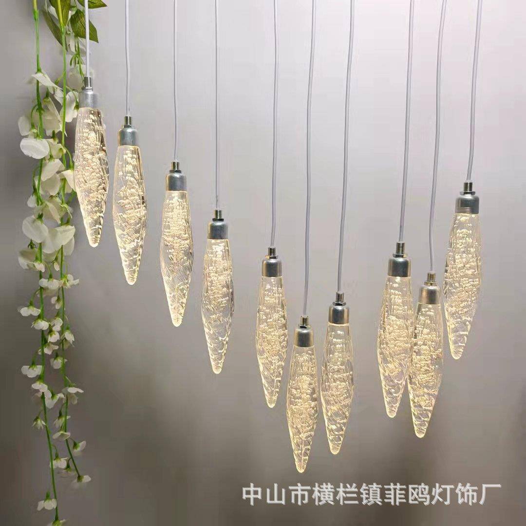 新款婚庆吊灯亚克10头尖吊舞灯珠婚礼台道具力布MGA置发光花蕾装