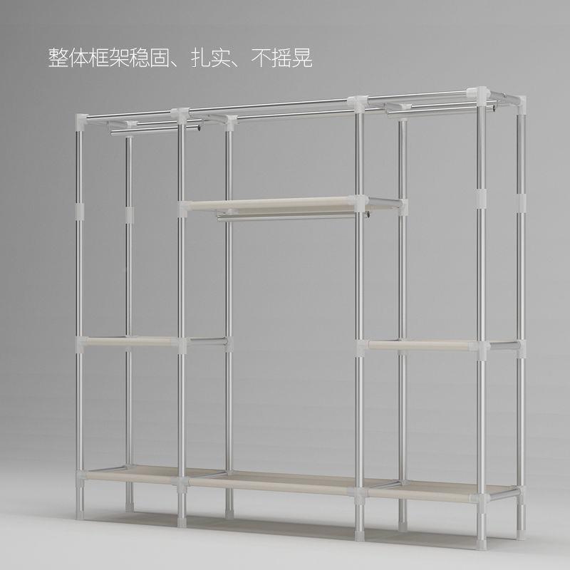 简易衣衣柜管加粗加固布柜双单人衣4041688橱实木组钢装收纳超大